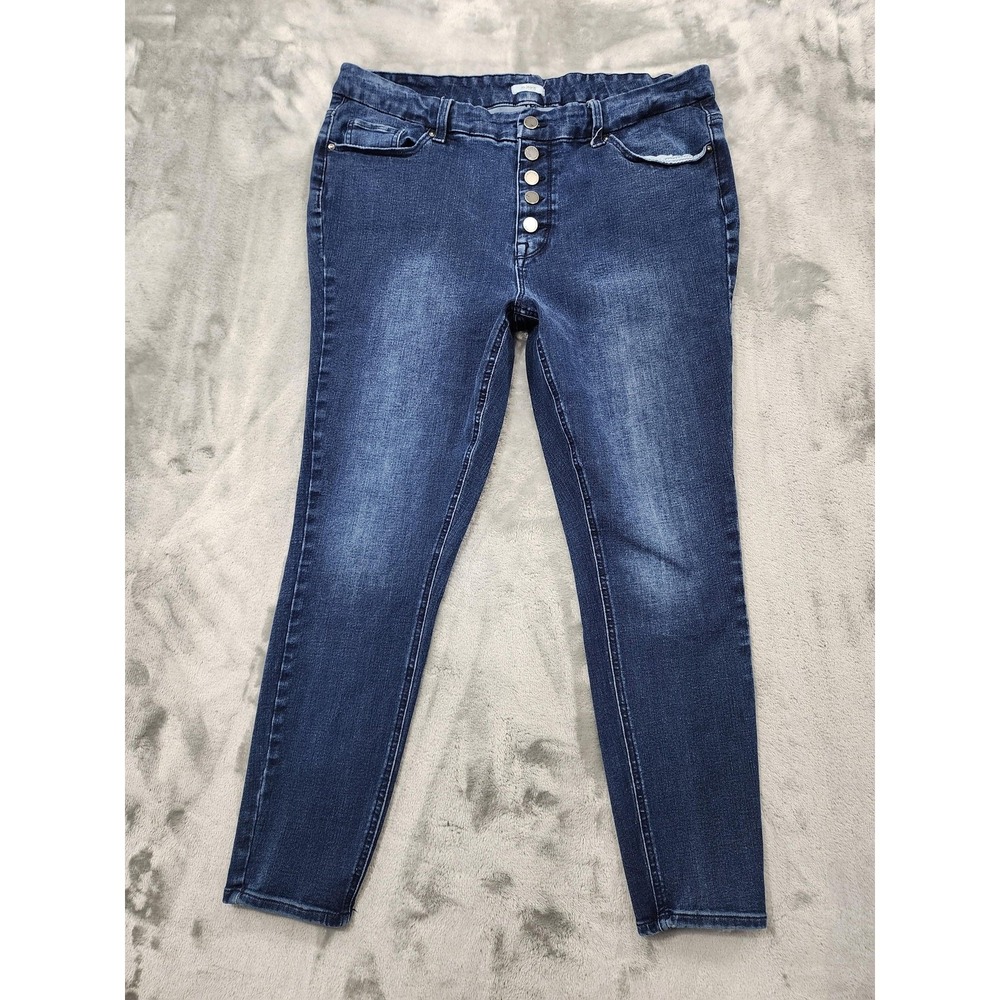Maurices Jeans Womens XL High Rise Skinny Button Fly‎ Stretch Dark Wash Denim